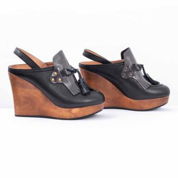 See by Chloe Tassel Loafer Slingback Clogs with Wooden Wedge - Picture 4 of 5